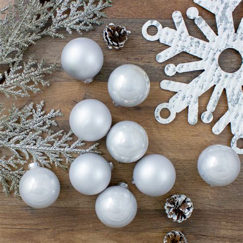 9ct Pearl And Matte White Glass Ball Christmas Ornaments 25 65mm Christmas Central