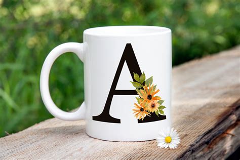 Wildflowers Monogram Coffee Mug 11 Oz Or 15 Oz All Letters Available