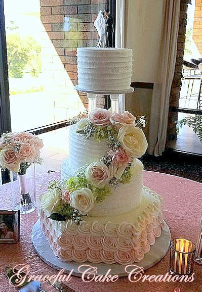 Elegant White Butter Cream Wedding Cake With A Blush Pink Flickr