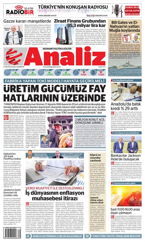 Analiz Gazetesi Analiz Manşet Oku Haberler 17 Ağustos 2024