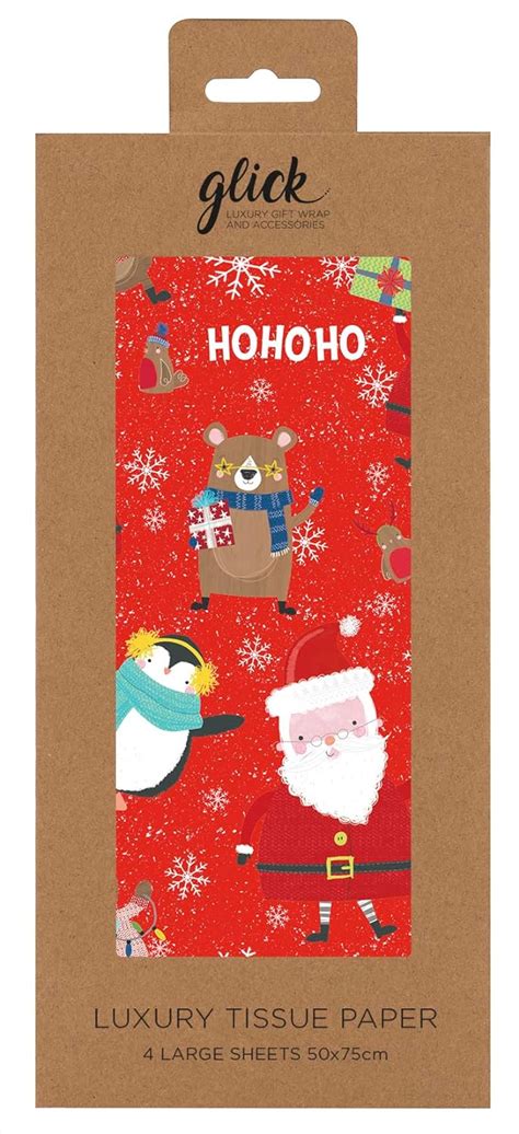 Glick Four Sheets Christmas Tissue Paper Christmas Ho Ho Ho Tissue