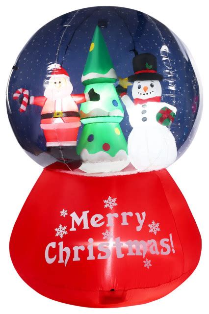 6 Ft Tall Prelit Santa And Snowman Snow Globe Inflatable Modern