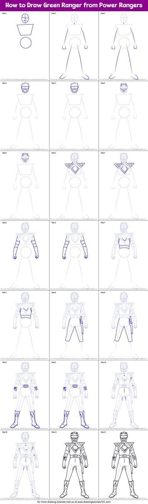 How To Draw Green Ranger From Power Rangers Power Rangers Step By