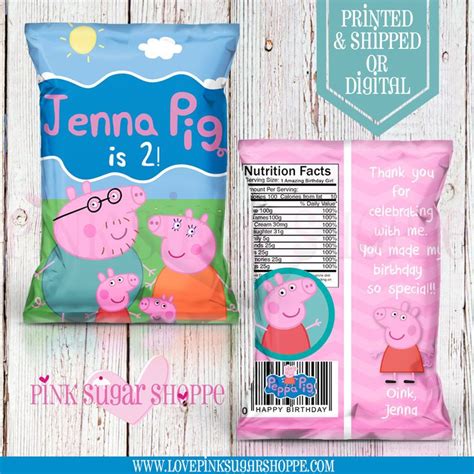 Peppa Pig Favor Bags Custom Chip Bags Peppa Pig Birthday Peppa Pig