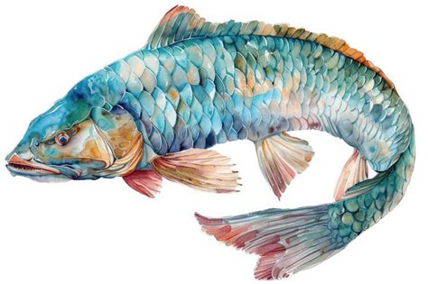 Premium Psd Arapaima Pastelcolored In Handdrawn Style Watercolor