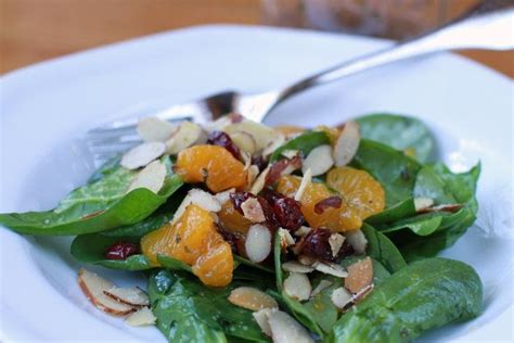 Mandarin Spinach Salad With Sugared Almonds Story The Frugal Girl Spinach Salad Spinach