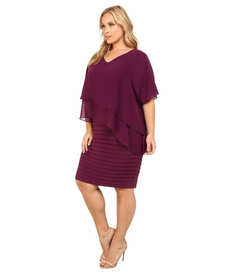 Adrianna Papell Plus Size Layered Chiffon Caplet Band Matte Jersey