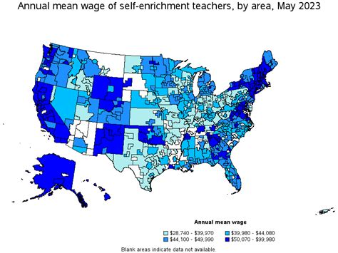 Map Of Annual Mean Wages Of Self Enrichment Teachers By Area May 2023