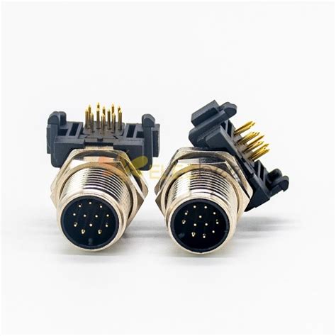 M12 Panel Receptacles A Code Right Angle 12pin Male Non Shield Connector