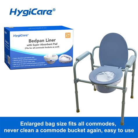 Hygicare Commode And Bedpan Liners With Super Absorbent Pads 24 Count Medical Grade Material