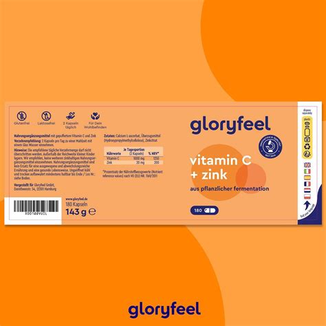 Gloryfeel Vitamin C Zink Kapseln 180 St Shop Apotheke