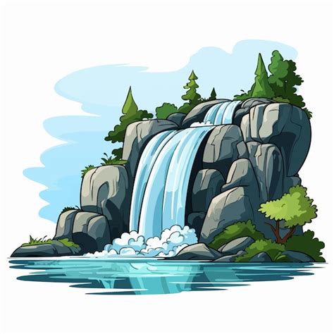 Premium Vector Waterfall Flat Vector Illustration Waterfall Cartoon