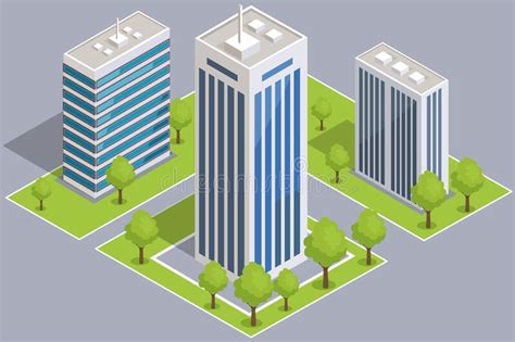 Set Of Skyscrapers Constructions Modern Buildings Urban Town Style