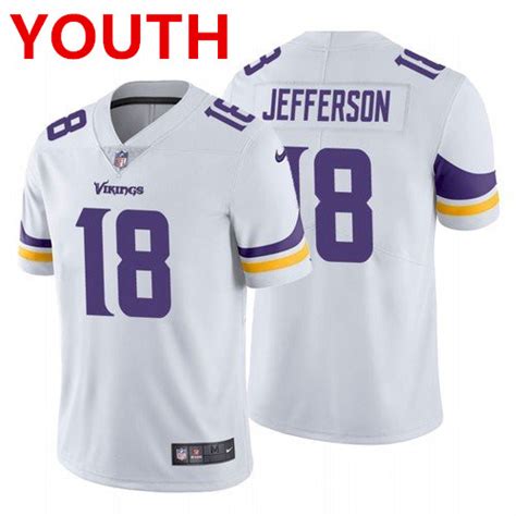 Youth Minnesota Vikings 18 Justin Jefferson 2020 Purple Vapor