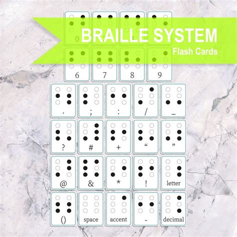 BRAILLE ALPHABET SYSTEM Printable Flash Cards Montessori Cards Flash