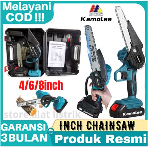 Promo Mesin Gergaji Listrik Kayu Mini Portable Cordless Chainsaw 24V