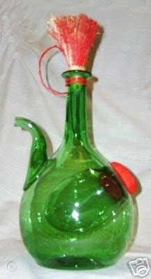 Italian Imported Green Glass Wine Carafe Decanter