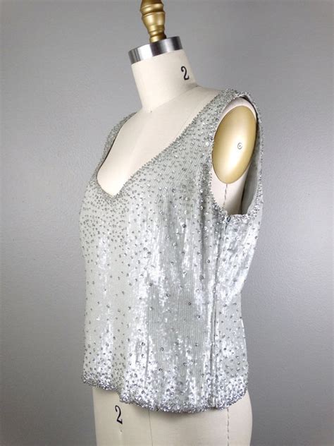 Escada Couture Sequined Top Crystal Beaded Evening Gem