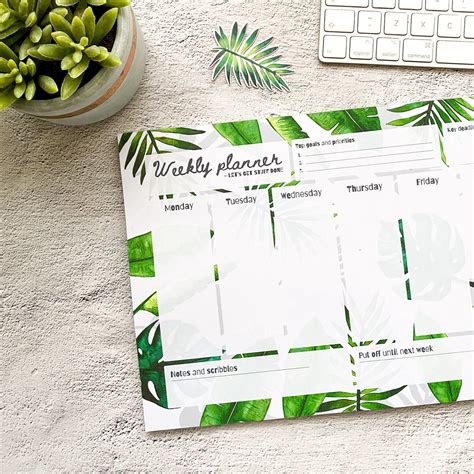 Leafy A4 Weekly Desk Pad Weekly Planner Notepad Tear Off Etsy UK