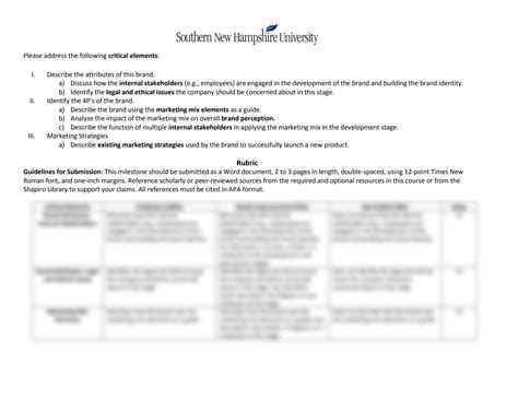 Solution Mkt Milestone One Guidelines And Rubric Studypool