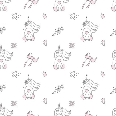 Unicorn Seamless Vector Pattern Isolated On White Background 32542027 Vector Art At Vecteezy