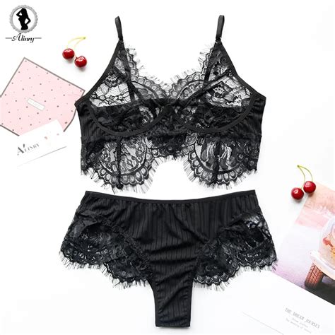 Alinry Sexy Bra Set Cup Push Up Lace Brassiere Wire Free Women