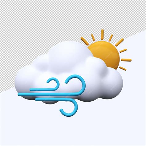 Premium Psd Sunny And Windy Day Weather Forecast Icon Meteorological