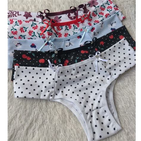 Kit 8 Calcinhas Lingerie Estampada Fio Duplo Na Lateral Calcinha