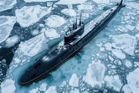 Atomic Submarine In The Arctic The Surfacing Of The Submarine Among