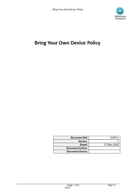 Free Byod Policy Template