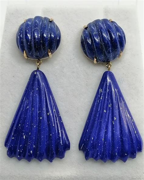 Boucles D Oreilles En Or Importante Pendantes En Lapis Lazuli