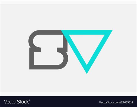 Blue Grey Alphabet Letter Sv S V Combination Vector Image