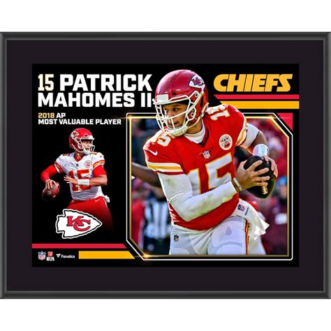 Patrick Mahomes Kansas City Chiefs 2018 NFL MVP 10.5" x 13" Sublimated ...