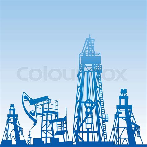 Oil rig silhouettes | Stock vector | Colourbox