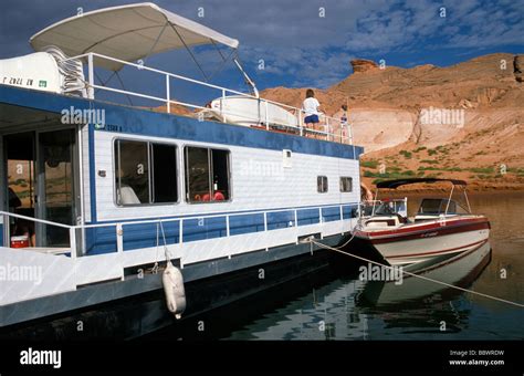 Houseboat On Lake Powell In Glen Canyon National Recreation Area Utah