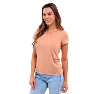 Camiseta Feminina Básica Gola V Viscose Dry Manga Curta Compre Agora