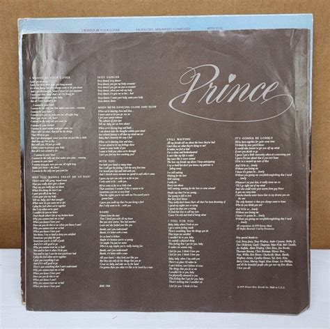 Original 1979 Prince Self Titled Lp Warner Bros Records Bsk 3366