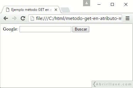 Ejemplo de uso del método GET en el atributo method de un formulario