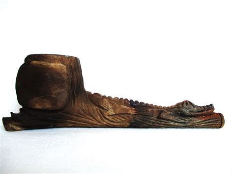Hand Carved Pipe Vintage Wood Carved Alligator Pipe Etsy