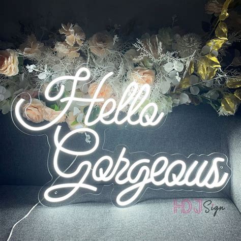 Hello Gorgeous Neon Sign Custom Pink Led Neon Sign Bedroom Etsy In