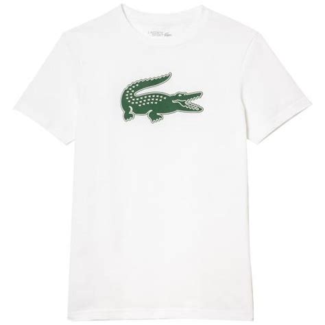 Tee Shirt Lacoste TH2042 Homme Blanc Vert Sports Raquettes