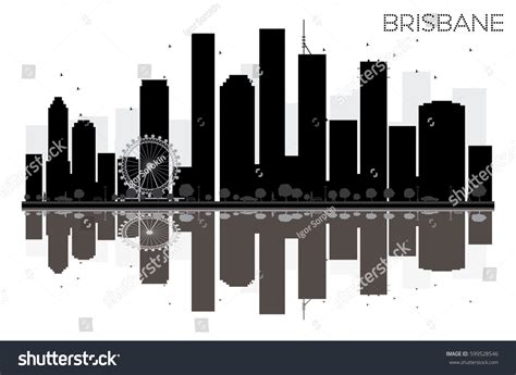 Brisbane City Skyline Black White Silhouette Stock Vector (Royalty Free ...