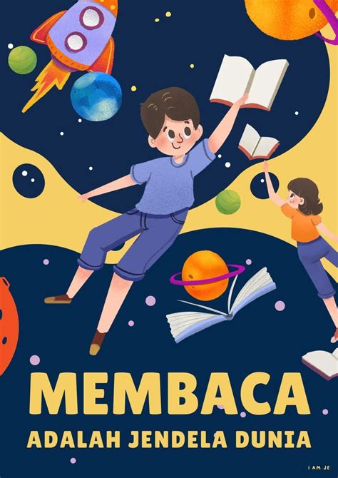 Poster Membaca Adalah Jendela Dunia Literasi Poster Kartun