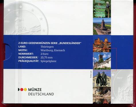 BRD 5 x 2 Euro Gedenkmünzen 2022 A D F G J Serie Bundesländer