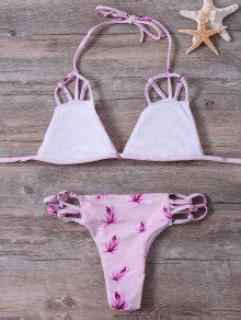 Floral Printed Cutout String Bikini Set In PINK ZAFUL