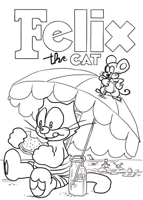 Felix The Cat On A Beach Coloring Pages