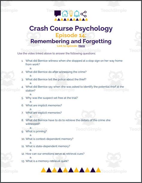 Crash Course Psychology Remembering And Forgetting By Teach Simple