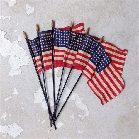 Vintage Mini American Flag / 48 Star Hand Stitched Cotton Flag