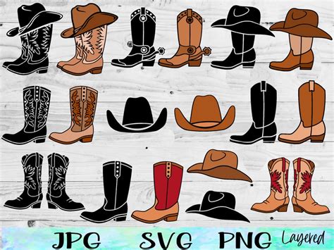 Cowboy Boot Svg Cowgirl Boots Svg Cowboy Hat Svg Cowgirl Hat Svg