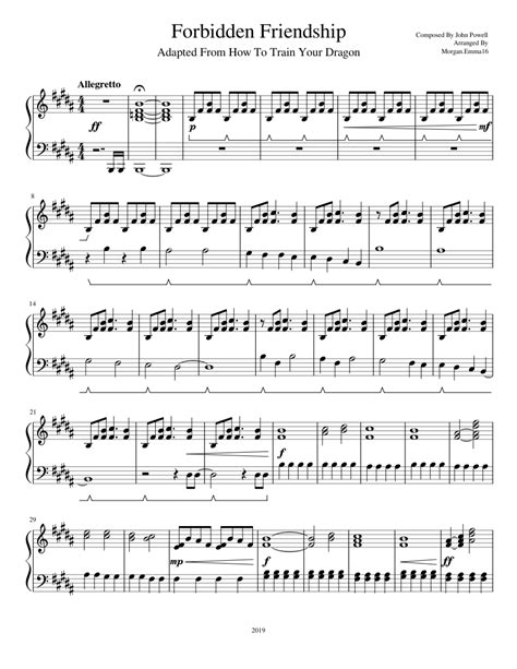 Forbidden Friendship Sheet Music For Piano Solo